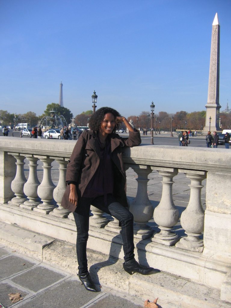Sada Mire in Paris visiting the Louvre and the Egyptian obelisk, 2008