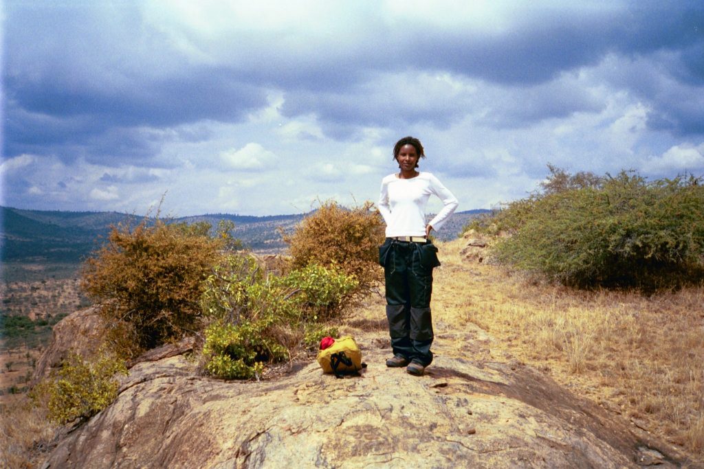 Sada Mire conducting archaeological survey and excavation with the British Institute in Eastern Africa at Laikipia,  Kenya, 2004.