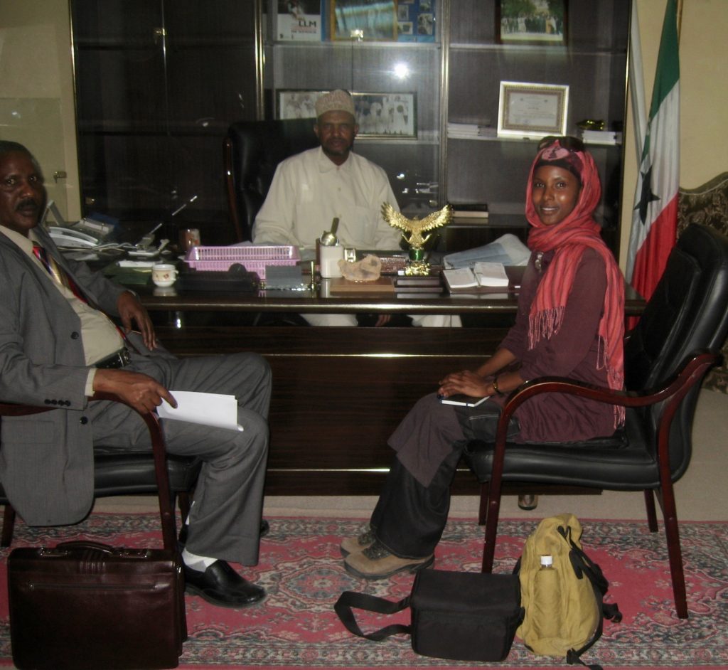 Sada Mire as the Director of Archaeology meeting with Vice President of Somaliland, October, 2007