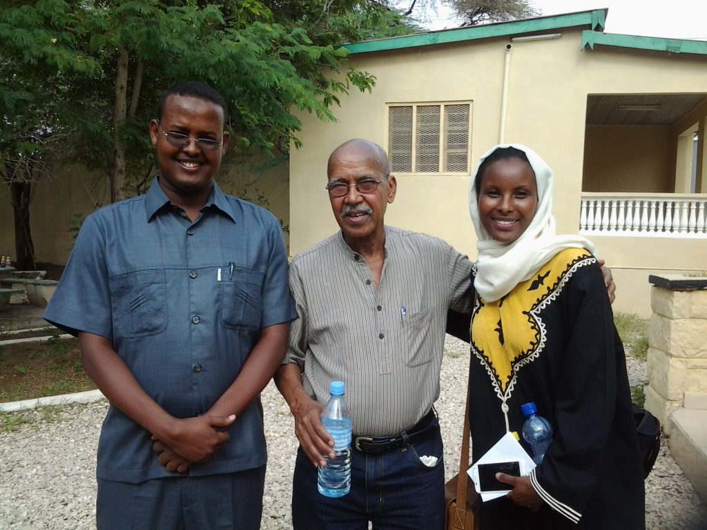Nurrudin Farah, a Somali and International Treasure, novelist ('Hiding in Plain Sight' and 'From a Crooked Rib') with Sada Mire and Horn Heritage's Abdishakur Sulub, 2015