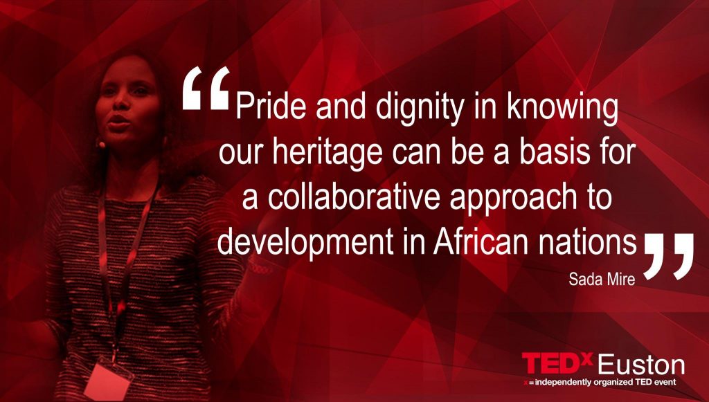 Sada Mire at TEDxEuston delivering her talk 'Cultural Heritage a basic human need'